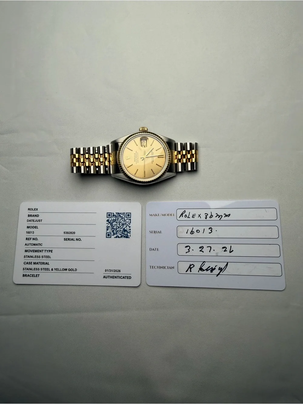 Rolex Datejust 36mm 16013 Jubilee Two Tone 18k Gold Steel Champagne Dial 1978